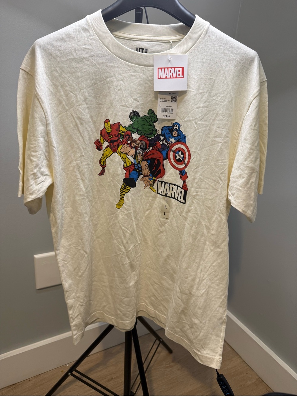 Marvel Cream Tee with Multi-Color Avengers Graphic